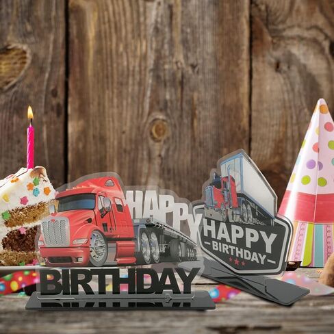 الشاحنات الثقيلة نصف شاحنة عيد ميلاد سعيد الجدول المركزية أعلى الجدول النقل موضوع ديكور لصبي فتاة في سن المراهقة 1 عيد ميلاد الطفل لوازم الاستحمام ديكورات التصوير الفوتوغرافي الاكريليك in Kuwait