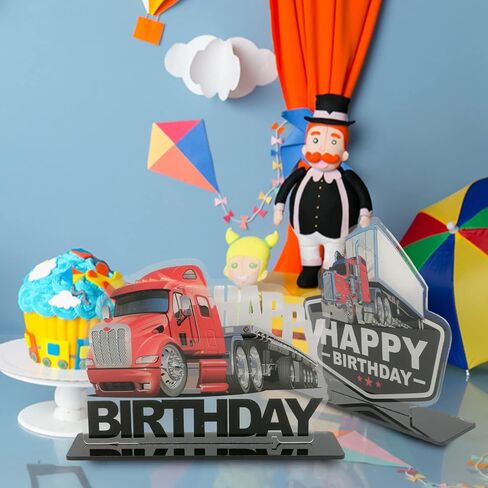 الشاحنات الثقيلة نصف شاحنة عيد ميلاد سعيد الجدول المركزية أعلى الجدول النقل موضوع ديكور لصبي فتاة في سن المراهقة 1 عيد ميلاد الطفل لوازم الاستحمام ديكورات التصوير الفوتوغرافي الاكريليك in Kuwait