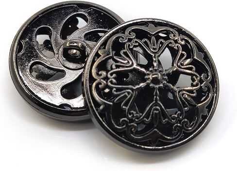 Craftisum 20 pcs Black Retro Double Layer Openwork Metal Shank Sewing Coat Buttons -25mm -1" in Saudi Arabia