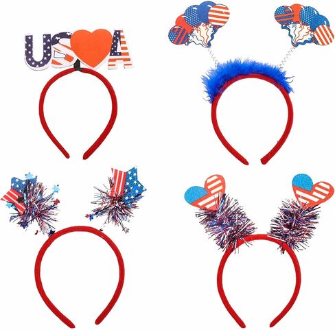 4 قطع من اكسسوارات رباط اليد من اليكسيو، اكسسوارات الولايات المتحدة الامريكية، قبعة ونجمة وعصابة راس رياضية، لوازم الحفلات الرياضية in Kuwait