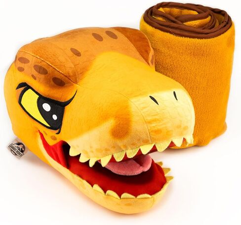 Jurassic World Dinosaur Head Armrest Buddy Stuffed Plush Traveling Toy with Blanket 13" - Kids Ultimate Travel Pillow Companion Set (Blue Raptor) in Kuwait