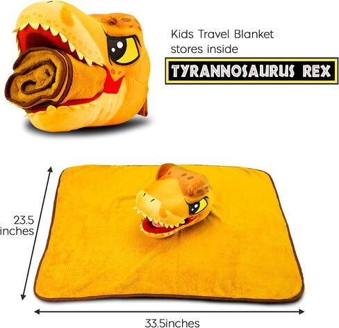 Jurassic World Dinosaur Head Armrest Buddy Stuffed Plush Traveling Toy with Blanket 13" - Kids Ultimate Travel Pillow Companion Set (Blue Raptor) in Kuwait