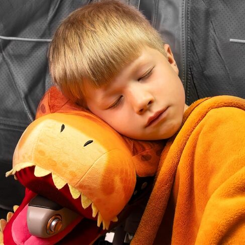 Jurassic World Dinosaur Head Armrest Buddy Stuffed Plush Traveling Toy with Blanket 13" - Kids Ultimate Travel Pillow Companion Set (Blue Raptor) in Kuwait