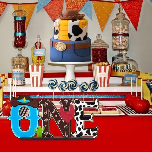 لافتة بتصميم رعاة البقر الغربي من بكساوي، قطعة مركزية لطاولة خشبية بعبارة «My First Rodeo Wild West Cowboy» لتزيين حفلات عيد الميلاد للاولاد بنمط حصان ريترو لعيد الميلاد الاول وحفلات استقبال المولود in Kuwait
