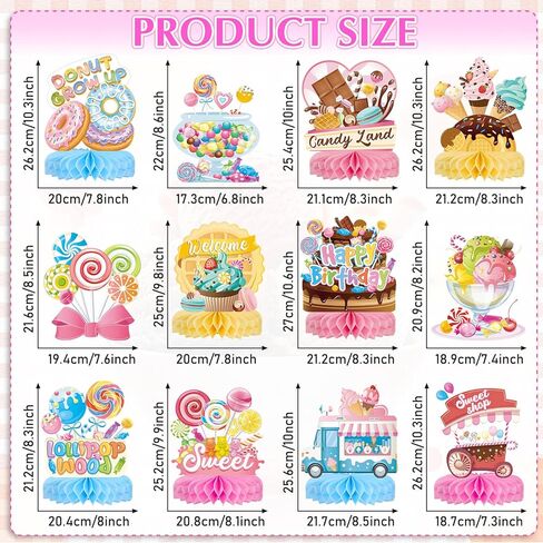 باجين 12 قطعة زينة مركزية على شكل خلية نحل كانديلاند لتزيين طاولة الحفلات والحلويات والحفلات، قطع مركزية لطاولة حفلات عيد الميلاد للبنات الصغيرات وحفلات استقبال المولود الجديد in Kuwait