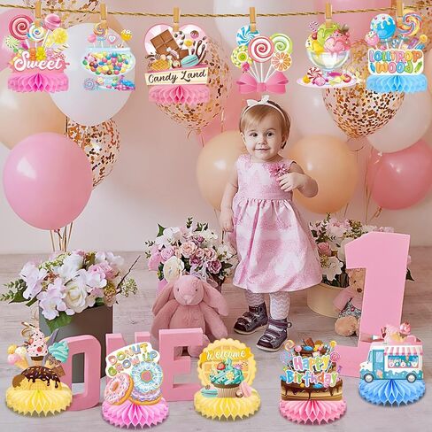 باجين 12 قطعة زينة مركزية على شكل خلية نحل كانديلاند لتزيين طاولة الحفلات والحلويات والحفلات، قطع مركزية لطاولة حفلات عيد الميلاد للبنات الصغيرات وحفلات استقبال المولود الجديد in Kuwait