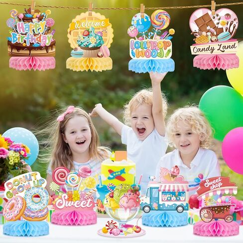 باجين 12 قطعة زينة مركزية على شكل خلية نحل كانديلاند لتزيين طاولة الحفلات والحلويات والحفلات، قطع مركزية لطاولة حفلات عيد الميلاد للبنات الصغيرات وحفلات استقبال المولود الجديد in Kuwait