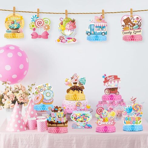 باجين 12 قطعة زينة مركزية على شكل خلية نحل كانديلاند لتزيين طاولة الحفلات والحلويات والحفلات، قطع مركزية لطاولة حفلات عيد الميلاد للبنات الصغيرات وحفلات استقبال المولود الجديد in Kuwait