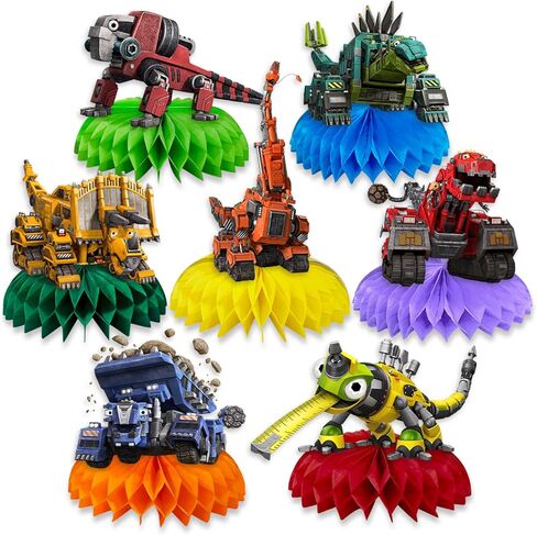 Dino-Trux Birthday Party Decorations, 7Pcs Dinosaur Truck Theme Party Centerpieces, Photo Booth Props, Cake Toppers, Dino-Trux Party Supplies for Boys and Girls, Baby Show in Kuwait
