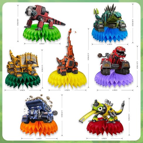 Dino-Trux Birthday Party Decorations, 7Pcs Dinosaur Truck Theme Party Centerpieces, Photo Booth Props, Cake Toppers, Dino-Trux Party Supplies for Boys and Girls, Baby Show in Kuwait