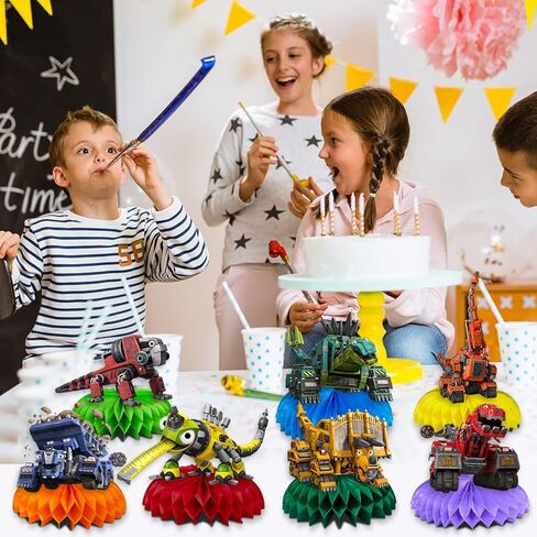 Dino-Trux Birthday Party Decorations, 7Pcs Dinosaur Truck Theme Party Centerpieces, Photo Booth Props, Cake Toppers, Dino-Trux Party Supplies for Boys and Girls, Baby Show in Kuwait