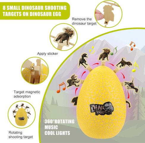 Shooting Game Toys for Kids, Electric Dinosaur Egg Shooting Toy with Light & Sound 8 Dinosaur Targets 2 Toy Guns 16 Foam Darts for Age 5 6 7 8 9 10+ Years Old, Ideal Gift for Boys Girls in Kuwait