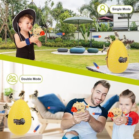 Shooting Game Toys for Kids, Electric Dinosaur Egg Shooting Toy with Light & Sound 8 Dinosaur Targets 2 Toy Guns 16 Foam Darts for Age 5 6 7 8 9 10+ Years Old, Ideal Gift for Boys Girls in Kuwait