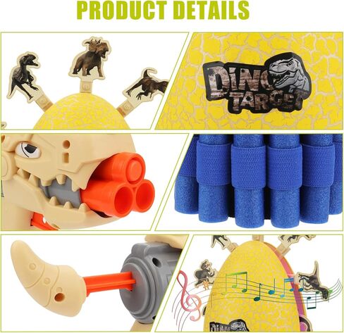 Shooting Game Toys for Kids, Electric Dinosaur Egg Shooting Toy with Light & Sound 8 Dinosaur Targets 2 Toy Guns 16 Foam Darts for Age 5 6 7 8 9 10+ Years Old, Ideal Gift for Boys Girls in Kuwait