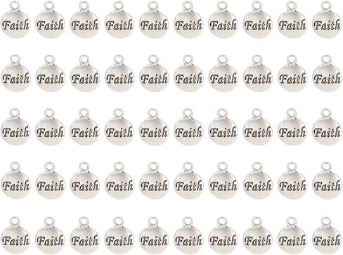 Shapenty Faith Charms Inspiration Message Charms for DIY Necklace Earring Bracelet Pendant Keychain Bookmark Jewelry Making Beading Ornaments Gift Inspiration Words Craft Projects, 50PCS in Saudi Arabia