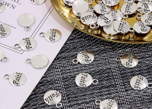 Shapenty Faith Charms Inspiration Message Charms for DIY Necklace Earring Bracelet Pendant Keychain Bookmark Jewelry Making Beading Ornaments Gift Inspiration Words Craft Projects, 50PCS in Saudi Arabia