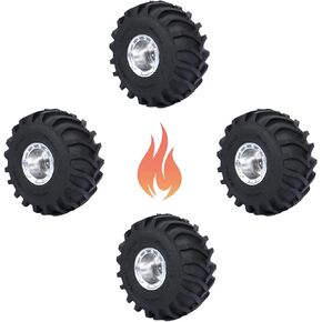 مجموعة عجلات وإطارات شاحنة كبيرة RCAWD SCX24 حافة خرز كبيرة من خليط معدني لسلسلة 1/24 SCX24 & AX24 70 مم * 32 مم أسود