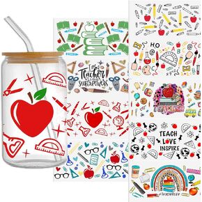 Transfer Sticker,9sheets Cow Theme Waterproof UV DTF Cup Wrap Rub on Transfers Stickers Decals, Clear Film Transfer Paper UV DTF Cup Wraps Transfer Sticker (Cow)