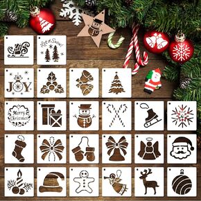 24 Pcs Stencils Painting, Reusable Christmas Drawing templates, DIY Stencil for Painting on Wood Slice Canvas Christmas Decor. in Kuwait