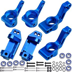 Aluminum Front Steering Blocks & Caster Blocks and Rear Stub Axle Carriers Upgrade Kit for 1/10 Traxxas Slash 2WD Stampede Rustler VXL, Replacement of 3632 3736 3752 (Blue)