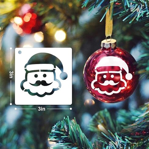 24 قطعة من لوحات الاستنسل، قوالب رسم عيد الميلاد قابلة لإعادة الاستخدام، استنسل DIY للرسم على شرائح الخشب لتزيين عيد الميلاد. in Kuwait