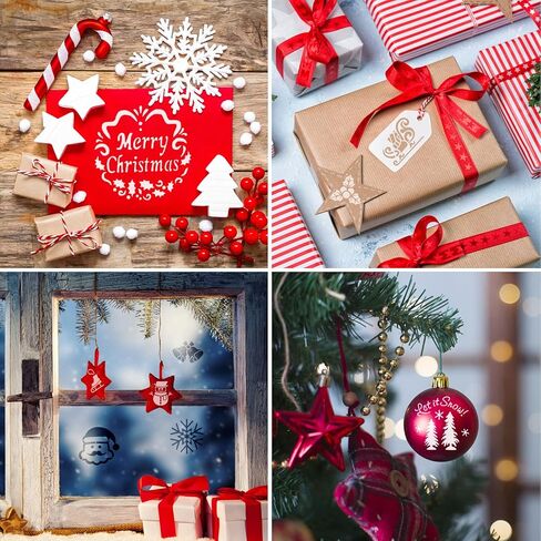 24 قطعة من لوحات الاستنسل، قوالب رسم عيد الميلاد قابلة لإعادة الاستخدام، استنسل DIY للرسم على شرائح الخشب لتزيين عيد الميلاد. in Kuwait