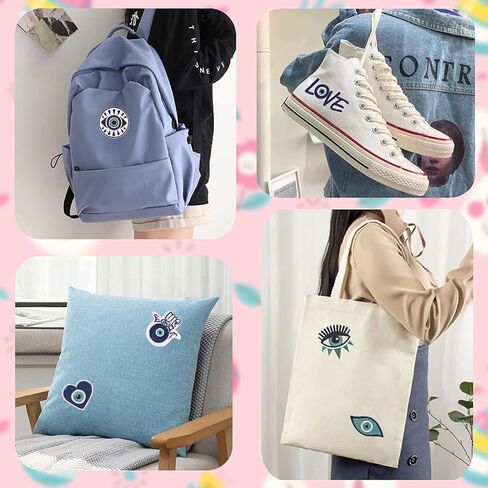 SUBIAOY 9 Pcs Blue Eye Embroidered Patches Sew/Iron on Embroidered Applique Patches DIY Craft for Clothes Backpacks Hats Jeans Jackets in Kuwait