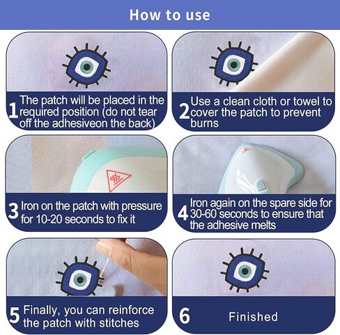 SUBIAOY 9 Pcs Blue Eye Embroidered Patches Sew/Iron on Embroidered Applique Patches DIY Craft for Clothes Backpacks Hats Jeans Jackets in Kuwait