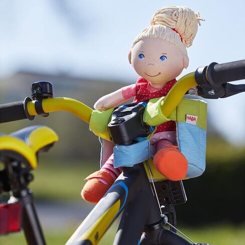 مقعد دراجة HABA Soft Doll باللونين الأزرق والأخضر - يتم ربطه بالمقود مع ملحق بخطاف وحلقة (دراجات سكوتر ودراجات ثلاثية العجلات) in Saudi Arabia