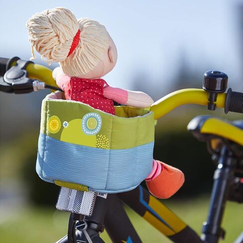 مقعد دراجة HABA Soft Doll باللونين الأزرق والأخضر - يتم ربطه بالمقود مع ملحق بخطاف وحلقة (دراجات سكوتر ودراجات ثلاثية العجلات) in Saudi Arabia