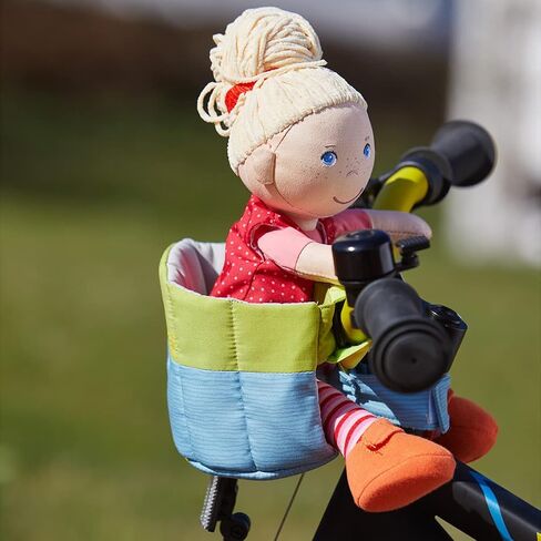 مقعد دراجة HABA Soft Doll باللونين الأزرق والأخضر - يتم ربطه بالمقود مع ملحق بخطاف وحلقة (دراجات سكوتر ودراجات ثلاثية العجلات) in Saudi Arabia