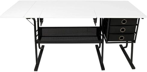 Sew Ready Eclipse Ultra Hobby Machine Top Storage Drawers + Large Lower Shelf-Can Also Be Used as Computer Desk Sewing Table, Black/White in Saudi Arabia
