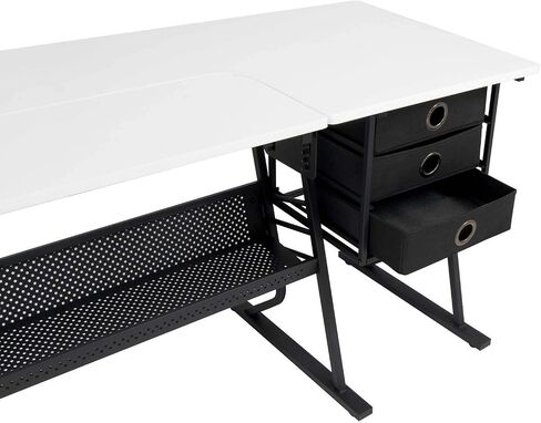 Sew Ready Eclipse Ultra Hobby Machine Top Storage Drawers + Large Lower Shelf-Can Also Be Used as Computer Desk Sewing Table, Black/White in Saudi Arabia
