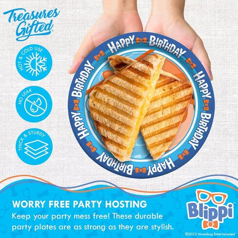 أطباق عشاء Blippi المرخصة رسميًا من Treasures Gifted مقاس 24 قيراط مقاس 9 بوصات لحفلات Blippi - لوازم حفلات أعياد الميلاد Blippi - أطباق ورقية Blippi - أطباق Blippi لحفلات أعياد الميلاد - لوازم حفلات Blippi in Saudi Arabia