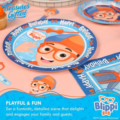 أطباق عشاء Blippi المرخصة رسميًا من Treasures Gifted مقاس 24 قيراط مقاس 9 بوصات لحفلات Blippi - لوازم حفلات أعياد الميلاد Blippi - أطباق ورقية Blippi - أطباق Blippi لحفلات أعياد الميلاد - لوازم حفلات Blippi in Saudi Arabia