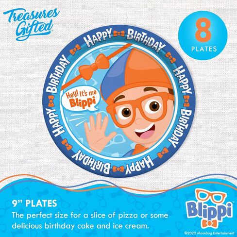 أطباق عشاء Blippi المرخصة رسميًا من Treasures Gifted مقاس 24 قيراط مقاس 9 بوصات لحفلات Blippi - لوازم حفلات أعياد الميلاد Blippi - أطباق ورقية Blippi - أطباق Blippi لحفلات أعياد الميلاد - لوازم حفلات Blippi in Saudi Arabia