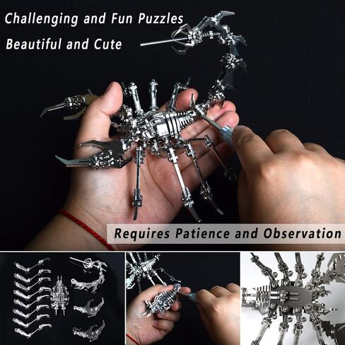 احجية معدنية ثلاثية الابعاد من يويزودبو، مجموعة احجية معدنية ثلاثية الابعاد على شكل عقرب يمكنك صنعها بنفسك، 190 قطعة من احجية جيغسو ثلاثية الابعاد هدايا للكريسماس للرجال والنساء لتزيين المكتب بنفسك in Kuwait