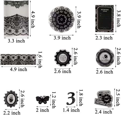 Vilikya 110pcs Black Lace Stickers for Scrapbooking Supplies, Aesthetic Doilies Butterfly Stickers for Journaling Embellishment, Vintage Flower Lace Scrapbook Paper for Junk Journal Ephemera in Kuwait