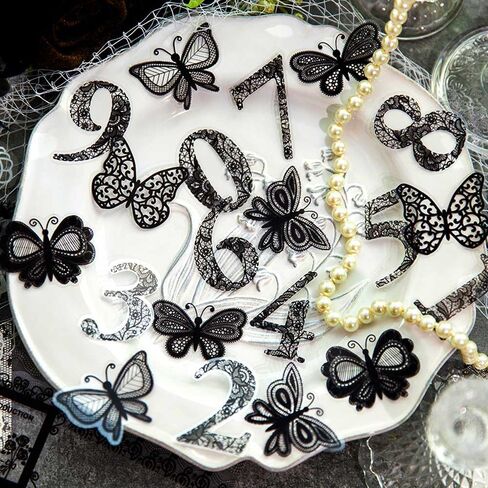 Vilikya 110pcs Black Lace Stickers for Scrapbooking Supplies, Aesthetic Doilies Butterfly Stickers for Journaling Embellishment, Vintage Flower Lace Scrapbook Paper for Junk Journal Ephemera in Kuwait