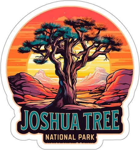 Joshua Tree National Park Sticker California Vintage Vinyl Decal Waterproof for Water Bottle Mug Passport Book Scrapbook Notebook Laptop Tumbler Skateboard Computer Phone Size 4" Funny Gift in Saudi Arabia