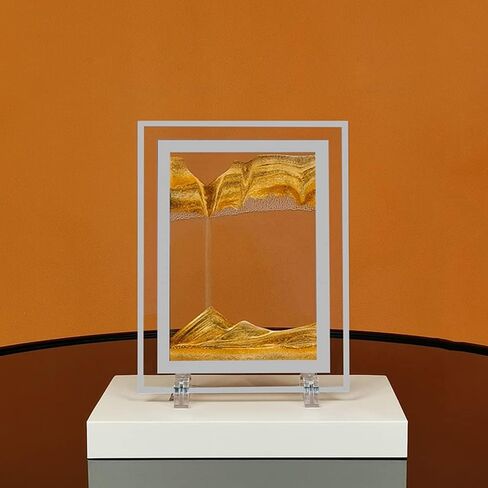 WANLIAN Moving Sand Art Picture Dynamic Sand Picture Golden Desktop Sand Art for Home Decor and Office Large Size (9x7inch) in Saudi Arabia