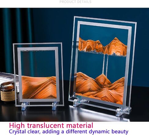 WANLIAN Moving Sand Art Picture Dynamic Sand Picture Golden Desktop Sand Art for Home Decor and Office Large Size (9x7inch) in Saudi Arabia