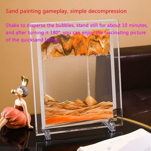 WANLIAN Moving Sand Art Picture Dynamic Sand Picture Golden Desktop Sand Art for Home Decor and Office Large Size (9x7inch) in Saudi Arabia