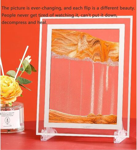 WANLIAN Moving Sand Art Picture Dynamic Sand Picture Golden Desktop Sand Art for Home Decor and Office Large Size (9x7inch) in Saudi Arabia