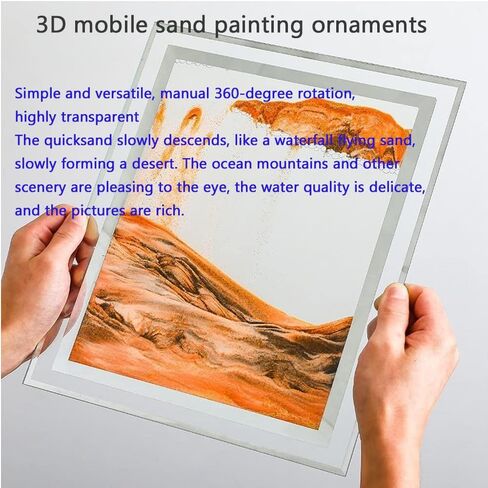 WANLIAN Moving Sand Art Picture Dynamic Sand Picture Golden Desktop Sand Art for Home Decor and Office Large Size (9x7inch) in Saudi Arabia
