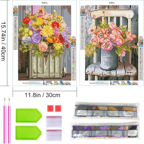 yoya 2 حزمة مجموعات الطلاء الماس للبالغين، البقرة 5D مجموعات الفن الماس مع الملحقات والأدوات، DIY البومة الماس اللوحة الحفر الكامل جوهرة الفن مجموعة الطلاء لديكور جدار المنزل 12 × 16 بوصة in Kuwait