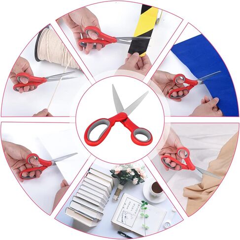 Left Handed Scissors, 8" All Purpose Lefty Stainless Steel Scissors for Adults School Student Kids, Great for Craft, Office, Sewing, Fabric, Red (1 Pack) in Kuwait