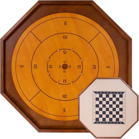 Tournament Crokinole & Checkers | Classic Dexterity Board Game for Two Players | 24 Black & White Discs & Game Board | 27 Inch in Saudi Arabia