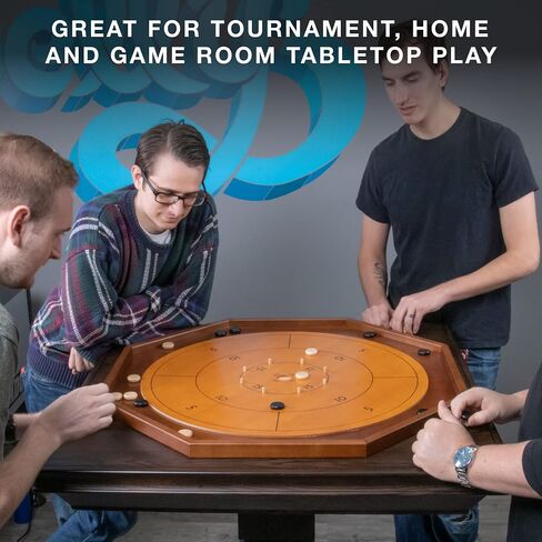 Tournament Crokinole & Checkers | Classic Dexterity Board Game for Two Players | 24 Black & White Discs & Game Board | 27 Inch in Saudi Arabia