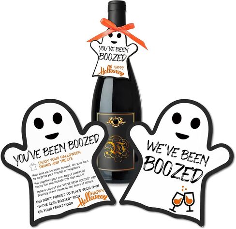 52 Pieces You've Been Boozed Halloween Game We've Been Boozed Halloween Sign Ghost Wine Bottle Labels Neighborhood Game for Halloween Party Decorations in Saudi Arabia